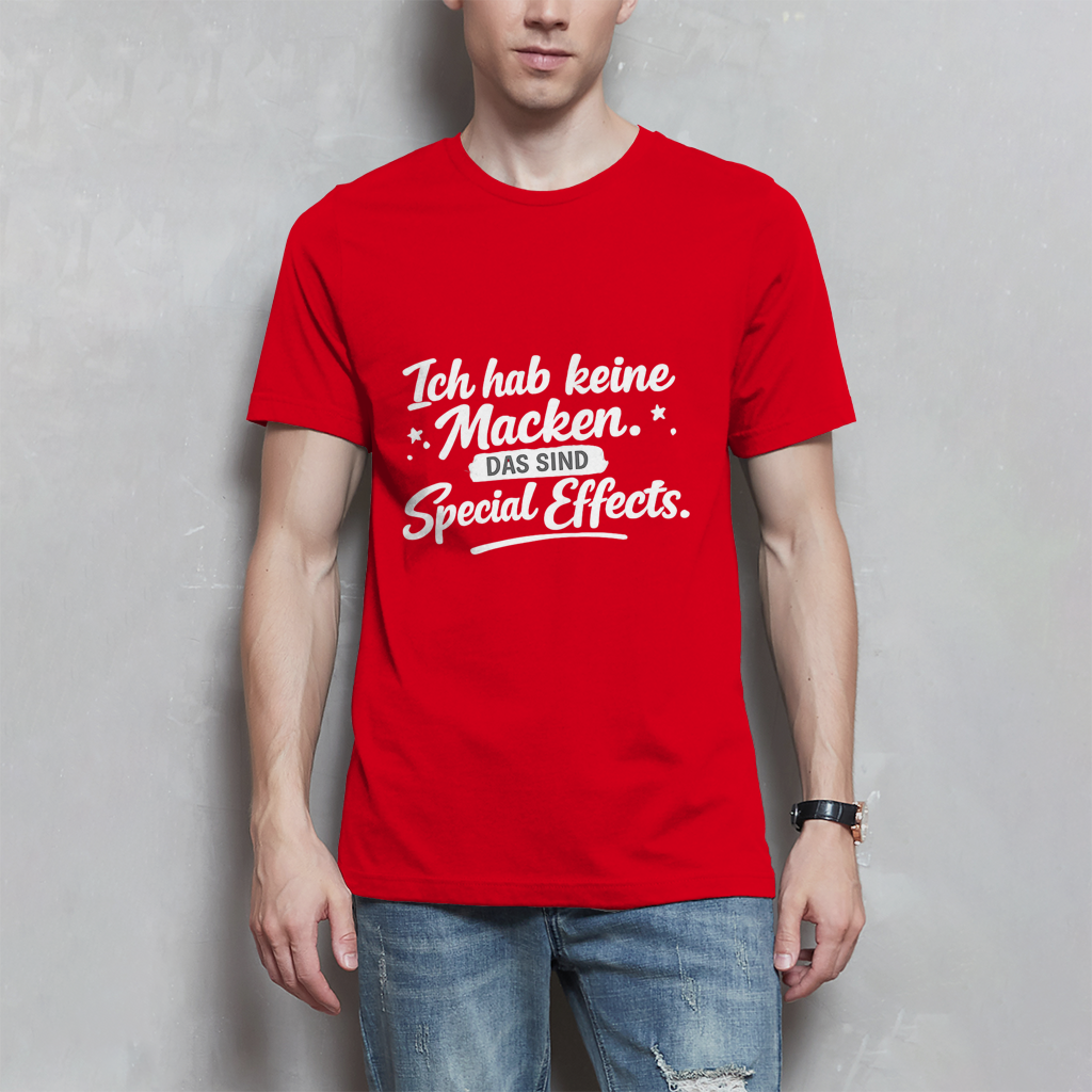Herren T-Shirt „Ich habe keine Macken...“ – Weiße Schrift | Lustiges Sprüche Shirt