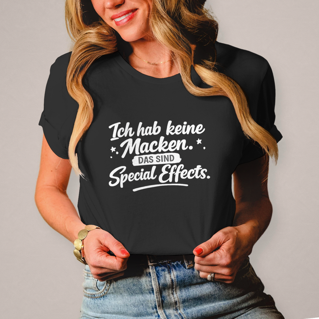 Damen T-Shirt „Ich habe keine Macken“ – Weiße Schrift | Lustiges Sprüche Shirt