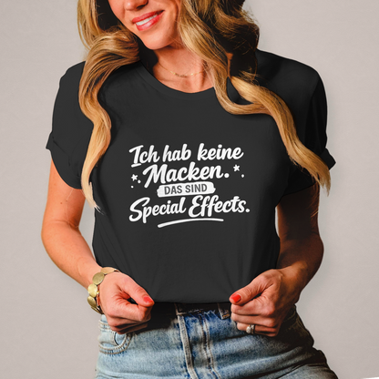 Damen T-Shirt „Ich habe keine Macken“ – Weiße Schrift | Lustiges Sprüche Shirt