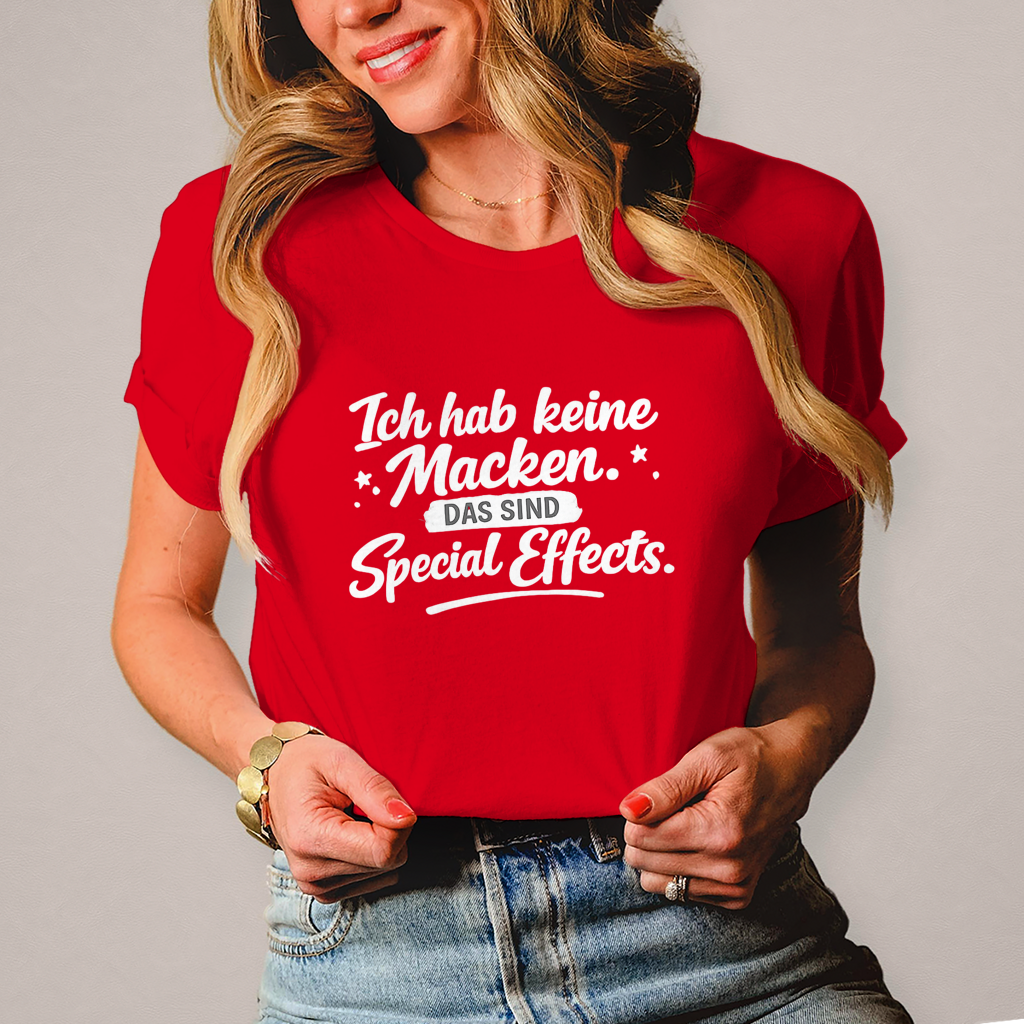 Damen T-Shirt „Ich habe keine Macken“ – Weiße Schrift | Lustiges Sprüche Shirt