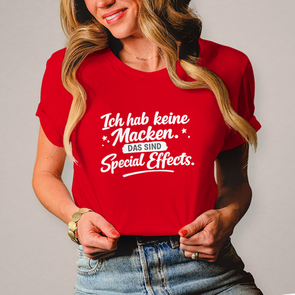 Damen T-Shirt „Ich habe keine Macken“ – Weiße Schrift | Lustiges Sprüche Shirt