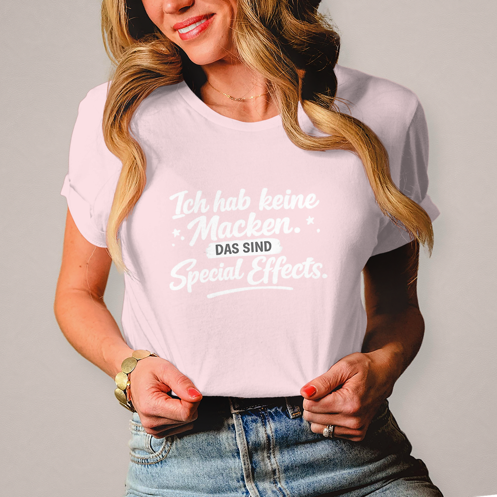 Damen T-Shirt „Ich habe keine Macken“ – Weiße Schrift | Lustiges Sprüche Shirt