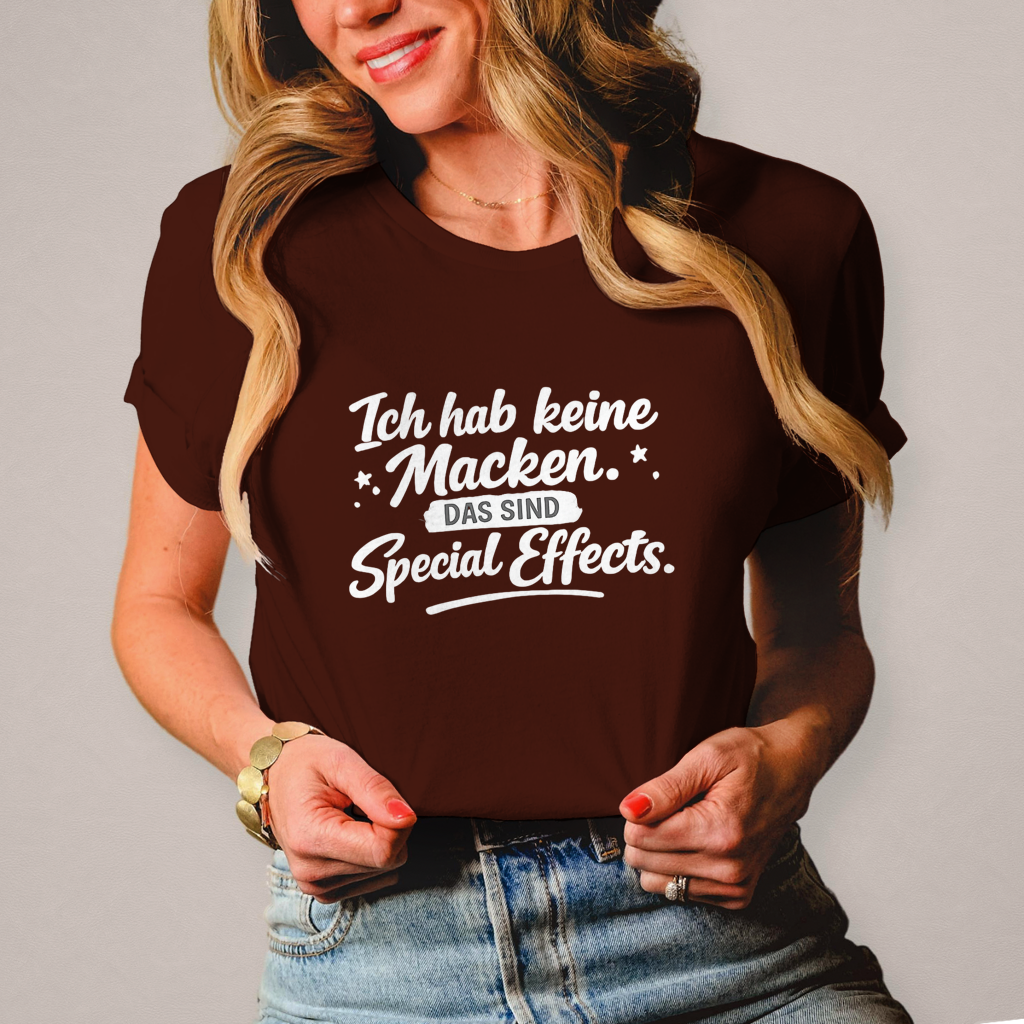 Damen T-Shirt „Ich habe keine Macken“ – Weiße Schrift | Lustiges Sprüche Shirt
