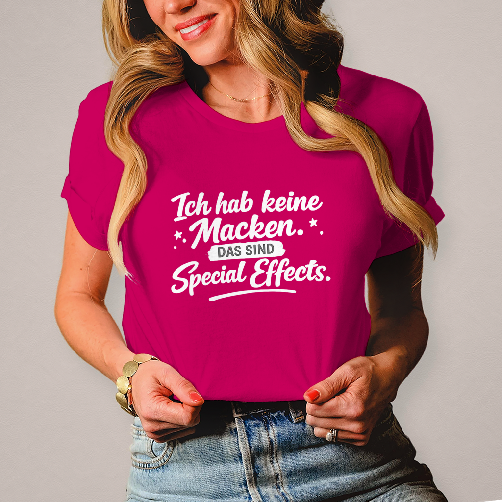 Damen T-Shirt „Ich habe keine Macken“ – Weiße Schrift | Lustiges Sprüche Shirt
