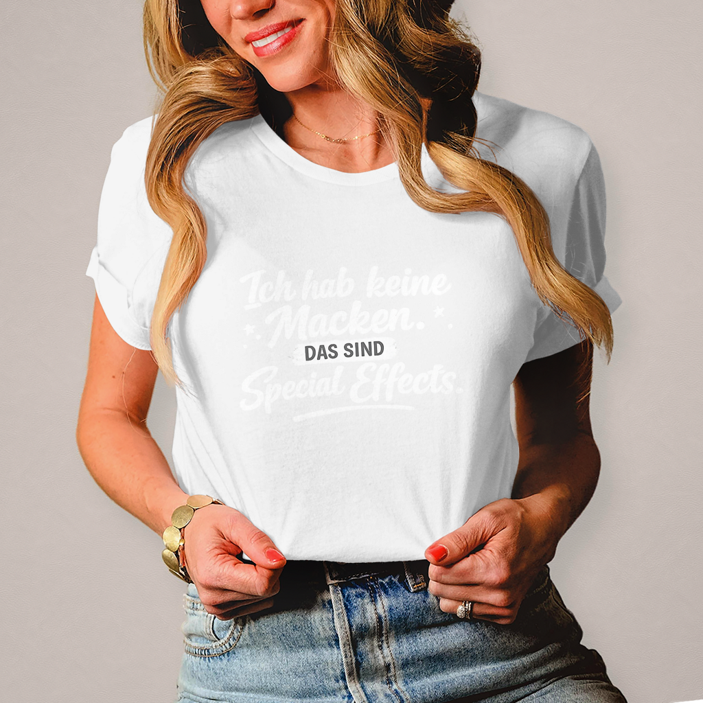 Damen T-Shirt „Ich habe keine Macken“ – Weiße Schrift | Lustiges Sprüche Shirt