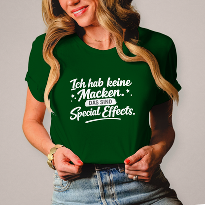 Damen T-Shirt „Ich habe keine Macken“ – Weiße Schrift | Lustiges Sprüche Shirt