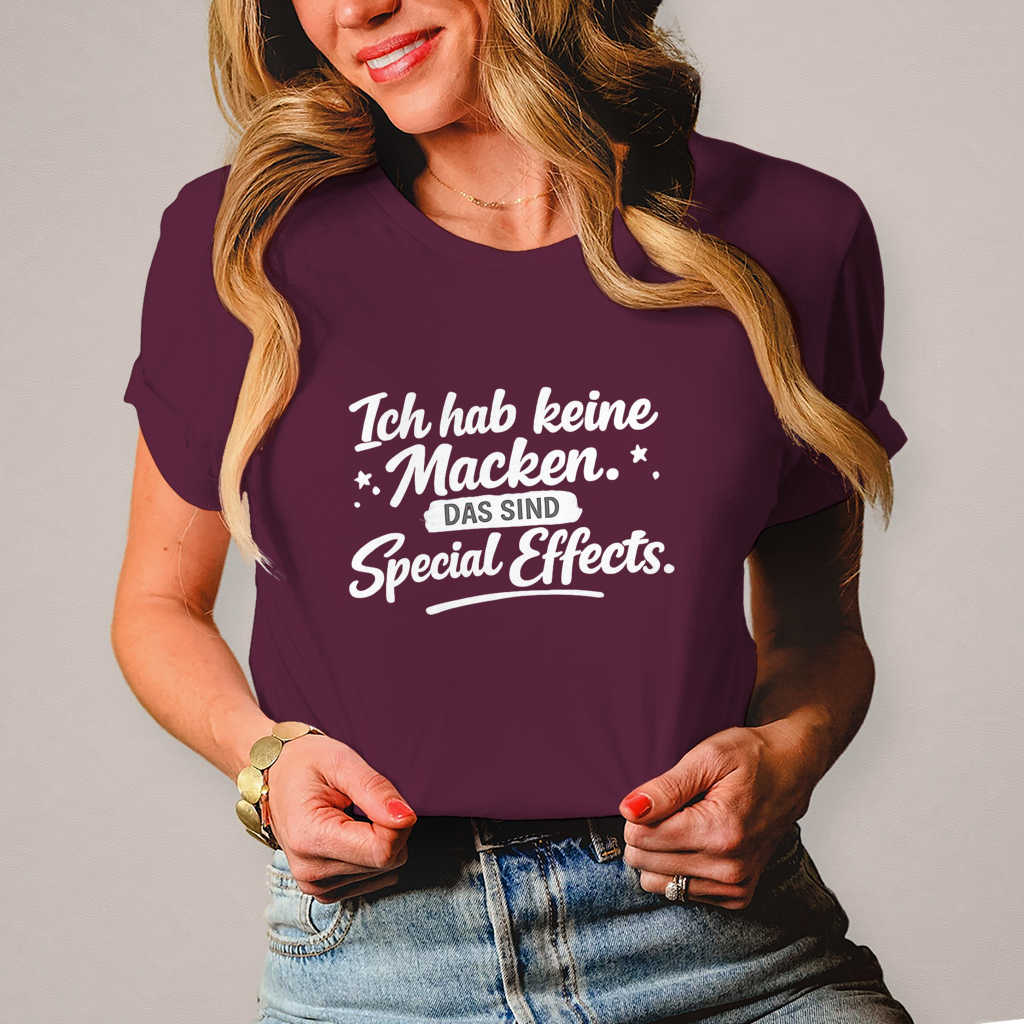 Damen T-Shirt „Ich habe keine Macken“ – Weiße Schrift | Lustiges Sprüche Shirt