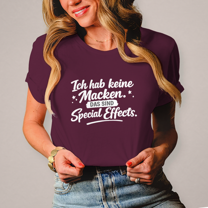 Damen T-Shirt „Ich habe keine Macken“ – Weiße Schrift | Lustiges Sprüche Shirt