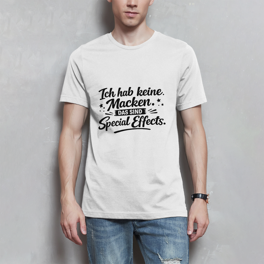 Herren T-Shirt „Ich habe keine Macken“ – Schwarze Schrift | Lustiges Sprüche Shirt