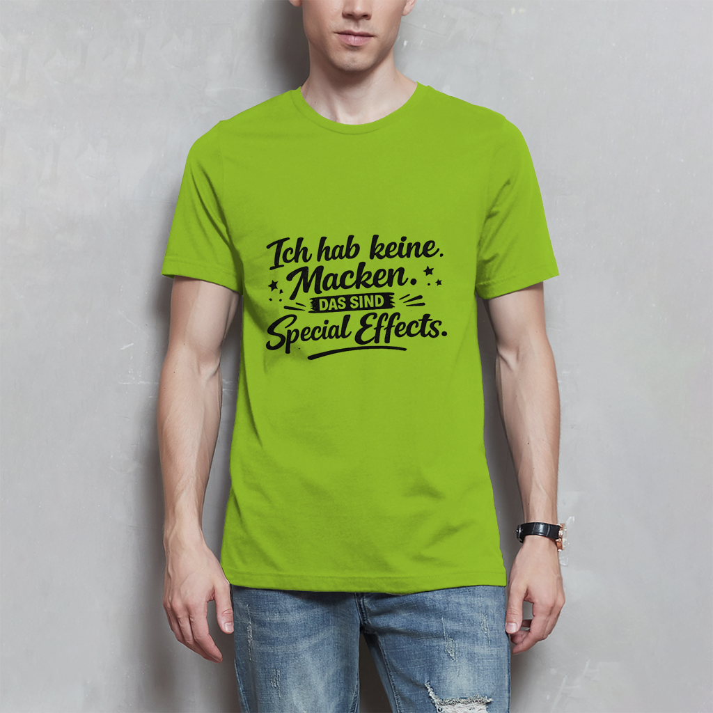 Herren T-Shirt „Ich habe keine Macken“ – Schwarze Schrift | Lustiges Sprüche Shirt