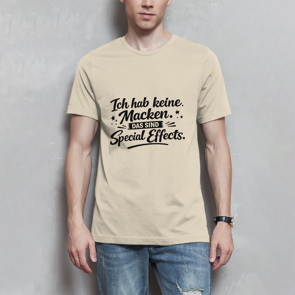 Herren T-Shirt „Ich habe keine Macken“ – Schwarze Schrift | Lustiges Sprüche Shirt