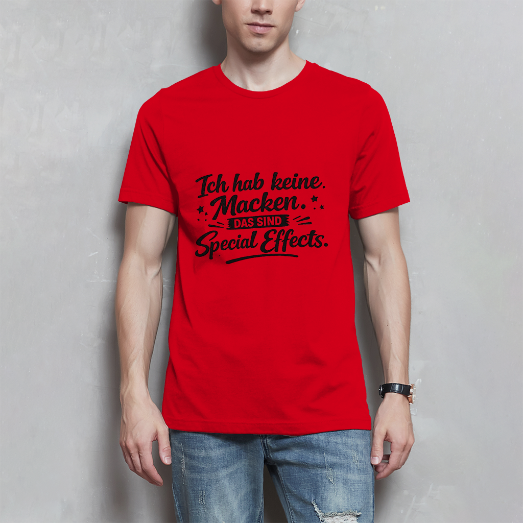 Herren T-Shirt „Ich habe keine Macken“ – Schwarze Schrift | Lustiges Sprüche Shirt