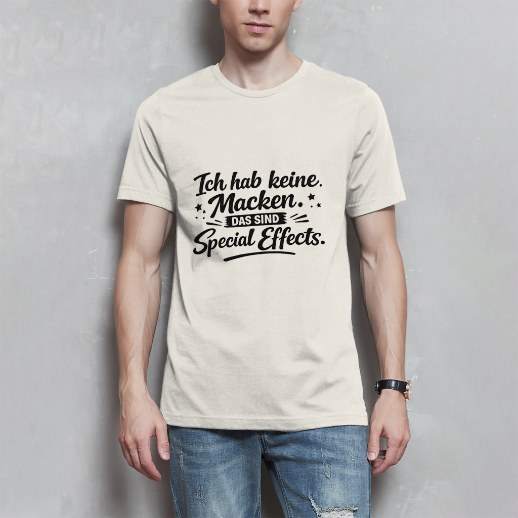 Herren T-Shirt „Ich habe keine Macken“ – Schwarze Schrift | Lustiges Sprüche Shirt