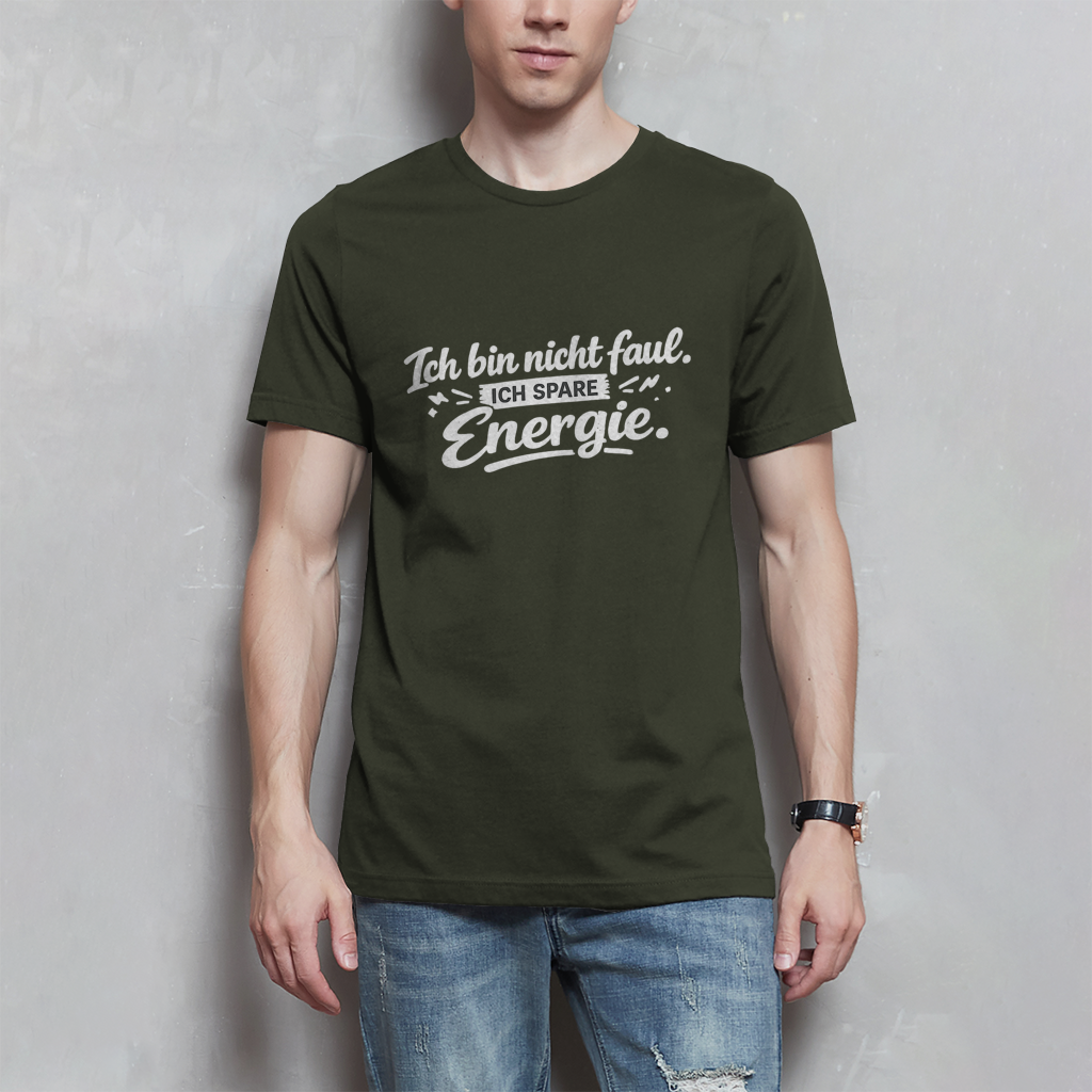Herren T-Shirt „Ich bin nicht faul“ – Weiße Schrift | Lustiges Sprüche Shirt