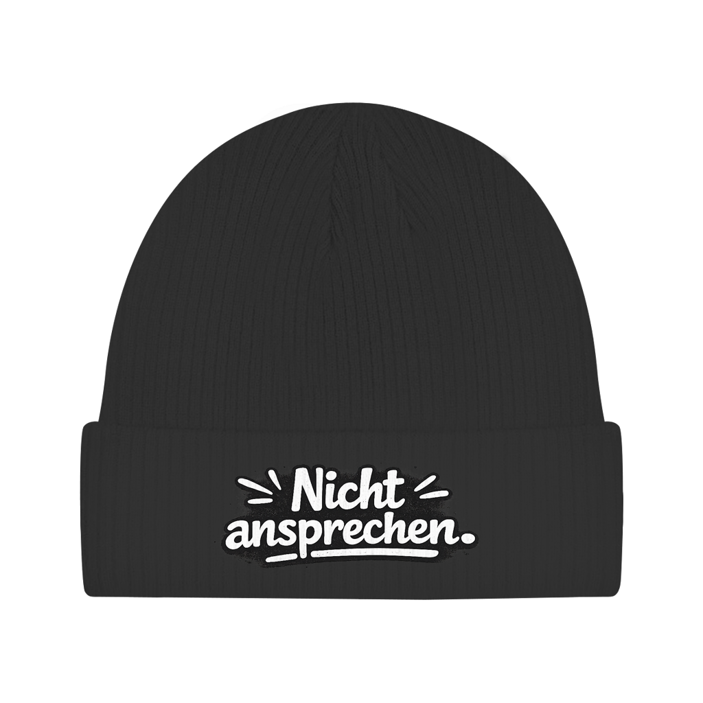 Beanie „Nicht ansprechen“ – Minimalistische Unisex Mütze aus Bio-Baumwolle