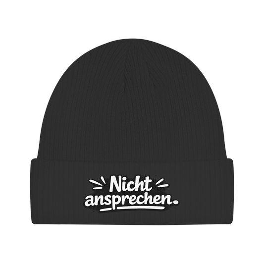 Beanie „Nicht ansprechen“ – Minimalistische Unisex Mütze aus Bio-Baumwolle