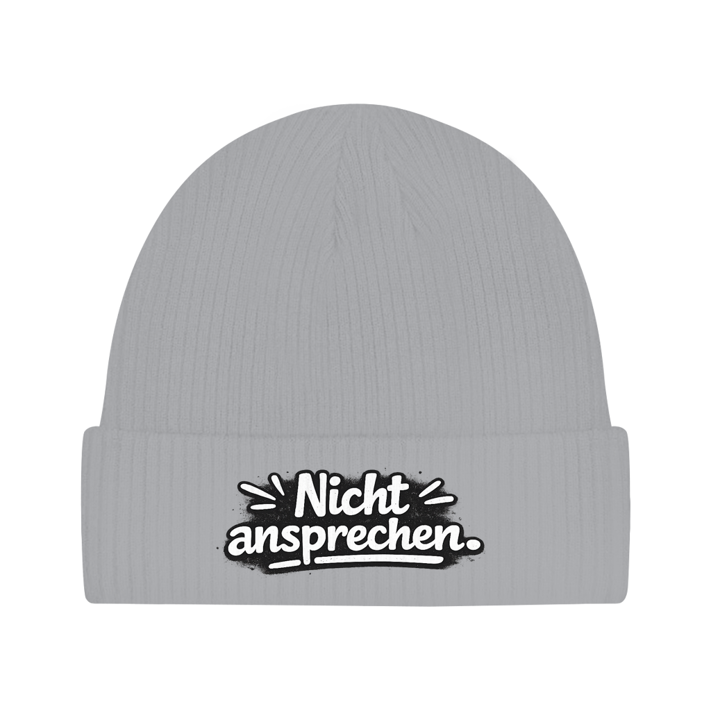 Beanie „Nicht ansprechen“ – Minimalistische Unisex Mütze aus Bio-Baumwolle