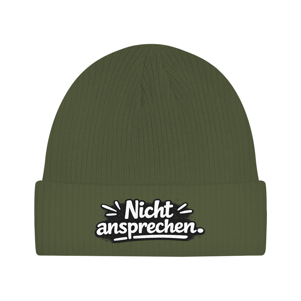Beanie „Nicht ansprechen“ – Minimalistische Unisex Mütze aus Bio-Baumwolle