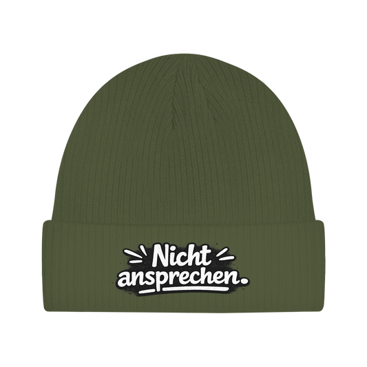 Beanie „Nicht ansprechen“ – Minimalistische Unisex Mütze aus Bio-Baumwolle
