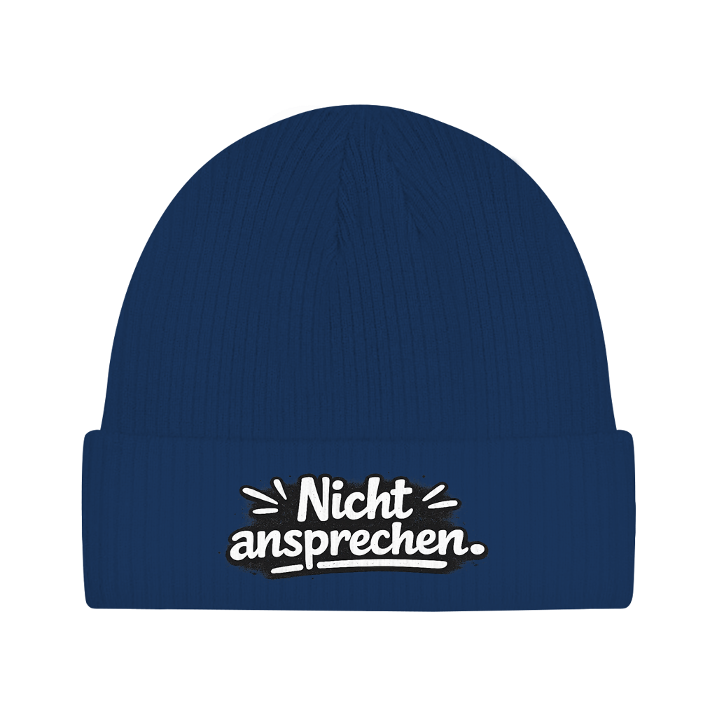 Beanie „Nicht ansprechen“ – Minimalistische Unisex Mütze aus Bio-Baumwolle