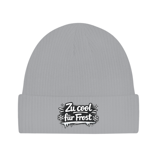 Beanie „Zu cool für Frost“ – Lustige Unisex Mütze aus Bio-Baumwolle