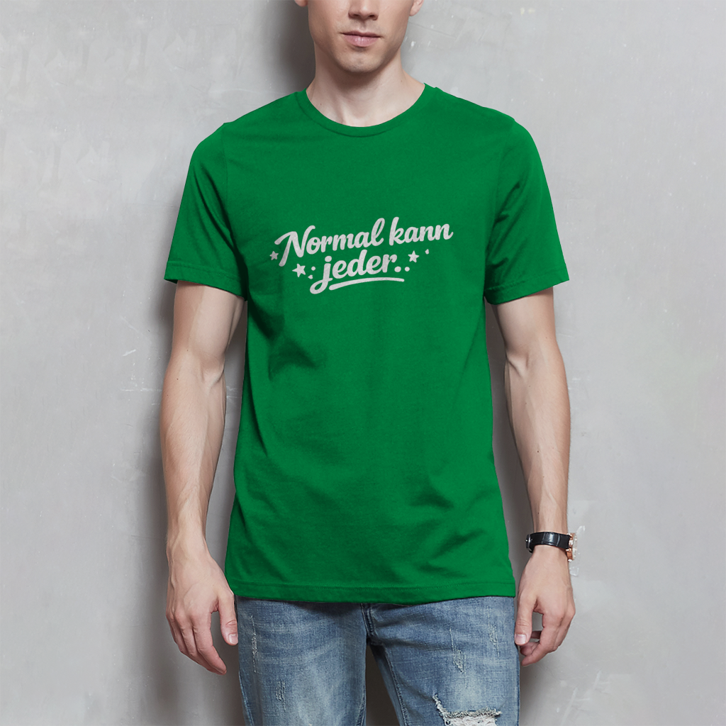 Herren T-Shirt „Normal kann jeder“ – Weiße Schrift | Lustiges Sprüche & Statement Shirt