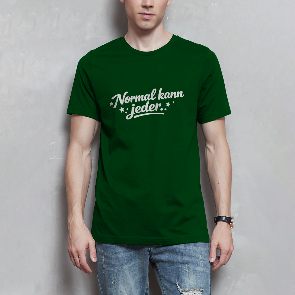 Herren T-Shirt „Normal kann jeder“ – Weiße Schrift | Lustiges Sprüche & Statement Shirt