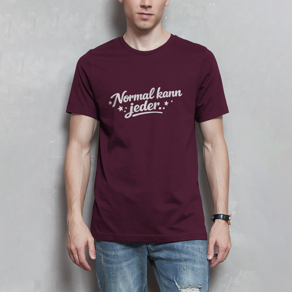 Herren T-Shirt „Normal kann jeder“ – Weiße Schrift | Lustiges Sprüche & Statement Shirt
