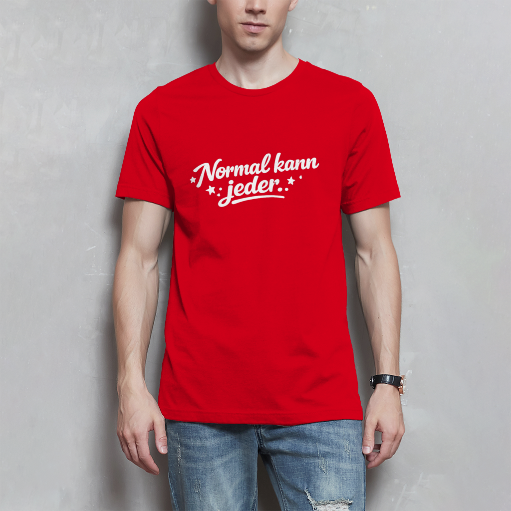 Herren T-Shirt „Normal kann jeder“ – Weiße Schrift | Lustiges Sprüche & Statement Shirt
