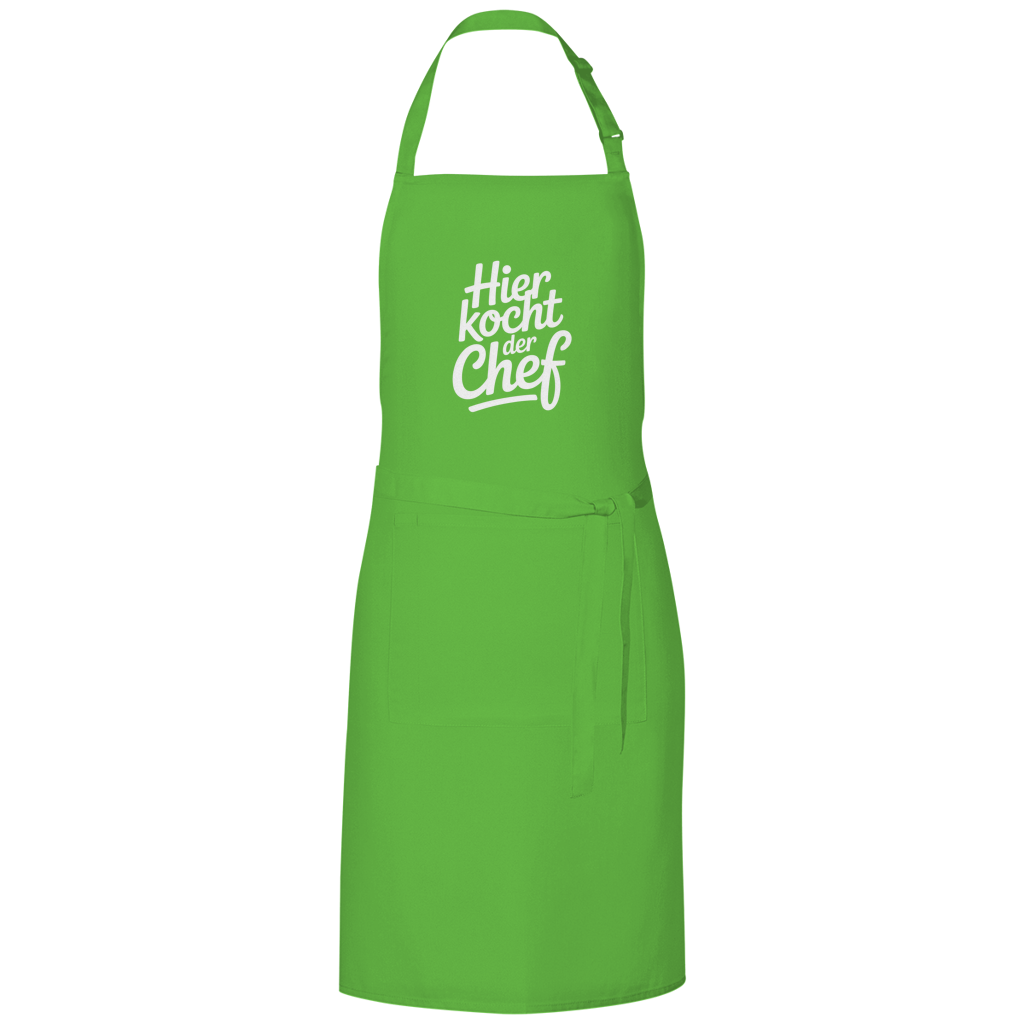 Grillschürze „Hier kocht der Chef“ – Weiße Schrift | Lustige Koch- & Grill-Schürze