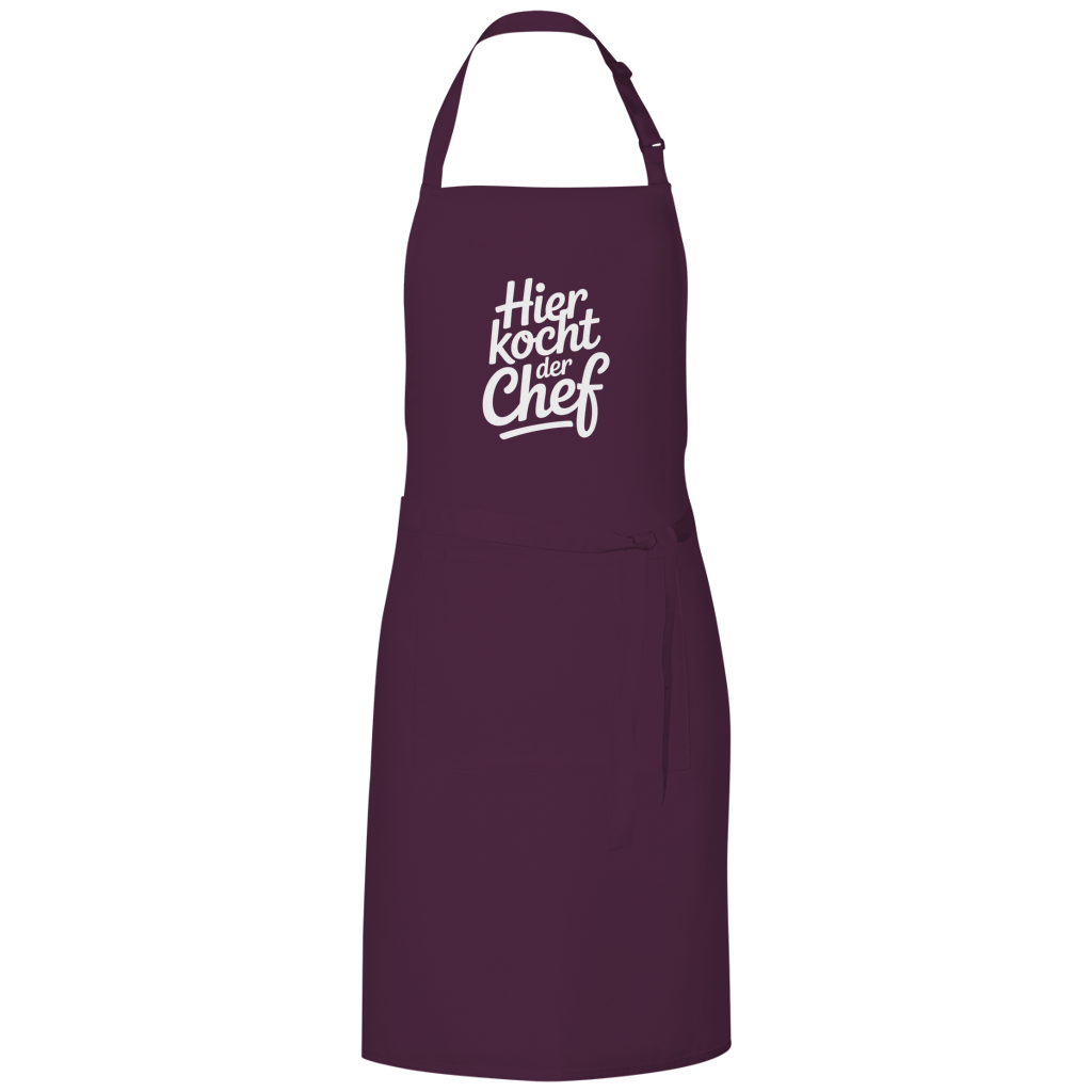 Grillschürze „Hier kocht der Chef“ – Weiße Schrift | Lustige Koch- & Grill-Schürze
