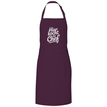 Grillschürze „Hier kocht der Chef“ – Weiße Schrift | Lustige Koch- & Grill-Schürze