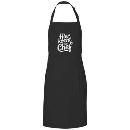 Grillschürze „Hier kocht der Chef“ – Weiße Schrift | Lustige Koch- & Grill-Schürze