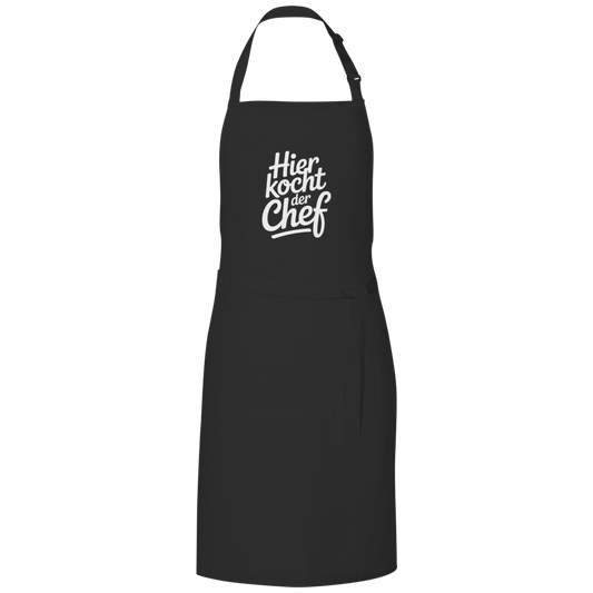 Grillschürze „Hier kocht der Chef“ – Weiße Schrift | Lustige Koch- & Grill-Schürze