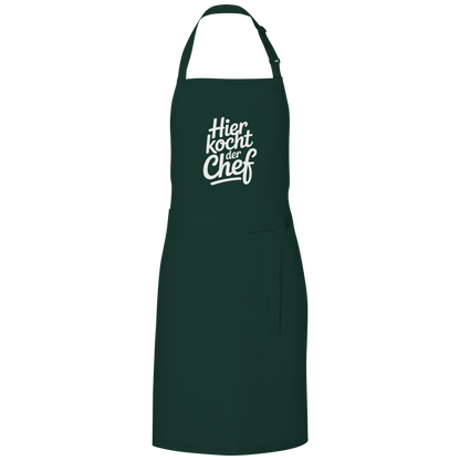 Grillschürze „Hier kocht der Chef“ – Weiße Schrift | Lustige Koch- & Grill-Schürze