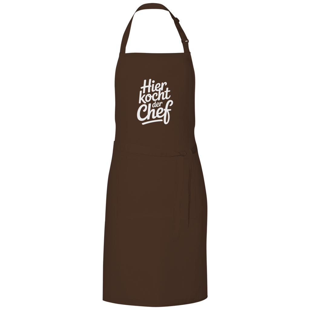 Grillschürze „Hier kocht der Chef“ – Weiße Schrift | Lustige Koch- & Grill-Schürze