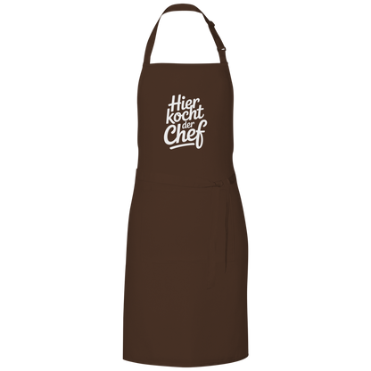 Grillschürze „Hier kocht der Chef“ – Weiße Schrift | Lustige Koch- & Grill-Schürze