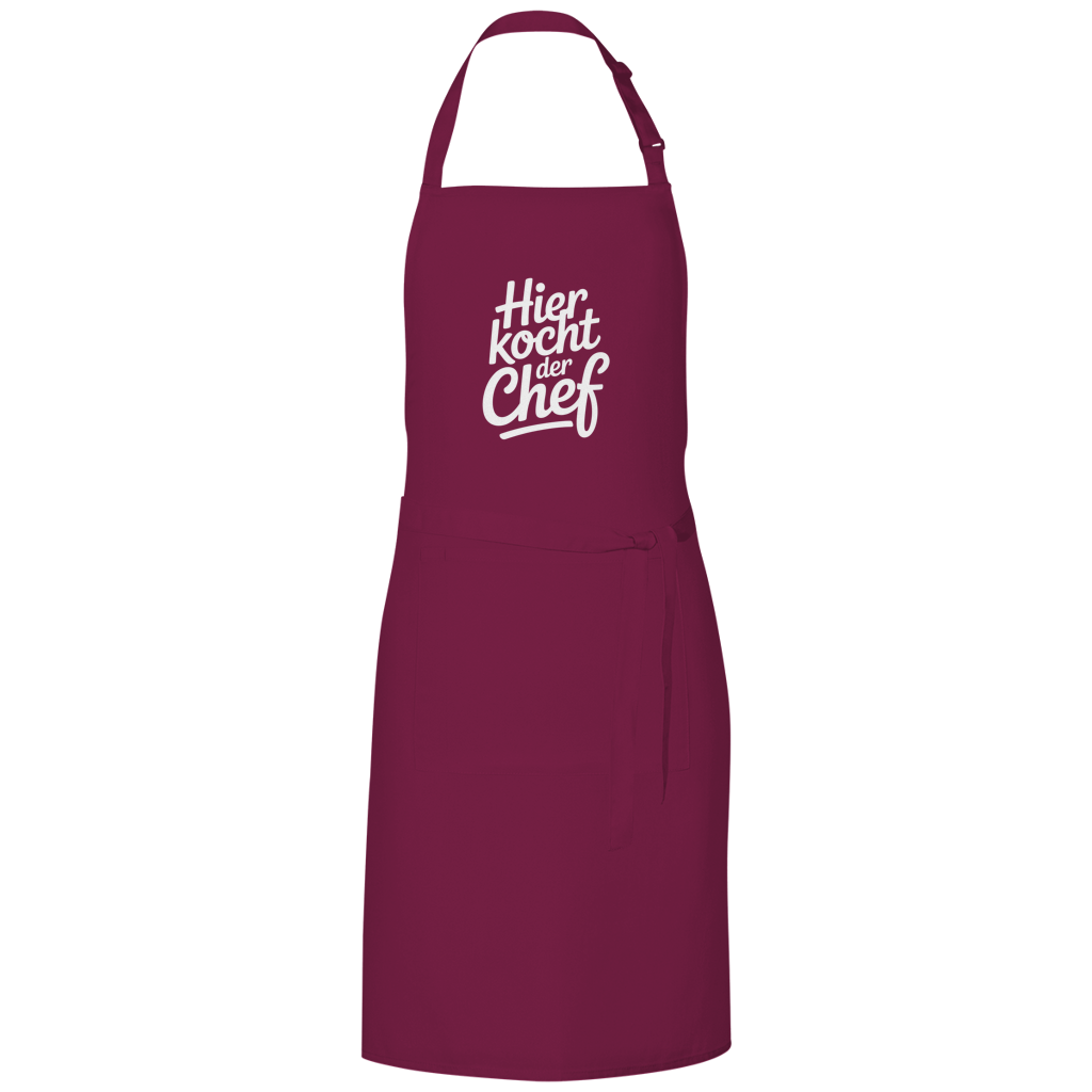 Grillschürze „Hier kocht der Chef“ – Weiße Schrift | Lustige Koch- & Grill-Schürze