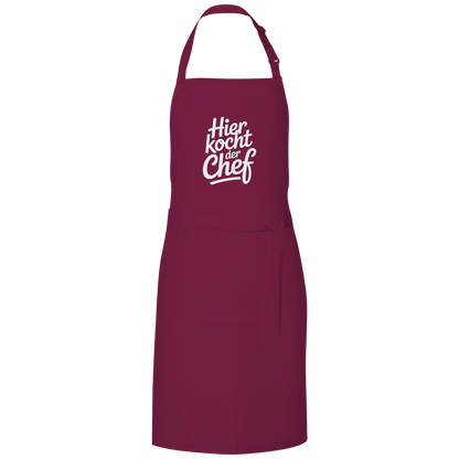 Grillschürze „Hier kocht der Chef“ – Weiße Schrift | Lustige Koch- & Grill-Schürze