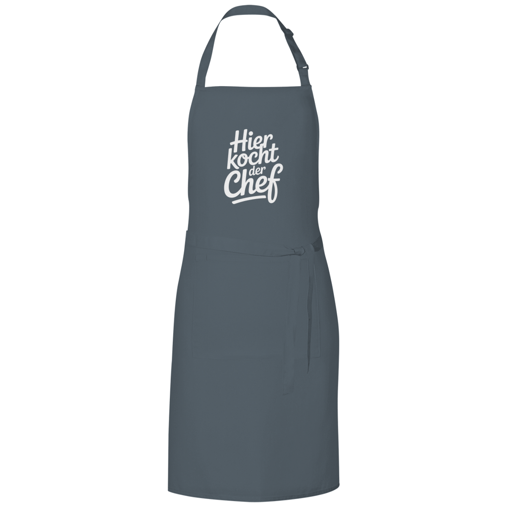 Grillschürze „Hier kocht der Chef“ – Weiße Schrift | Lustige Koch- & Grill-Schürze