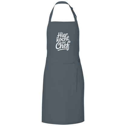 Grillschürze „Hier kocht der Chef“ – Weiße Schrift | Lustige Koch- & Grill-Schürze
