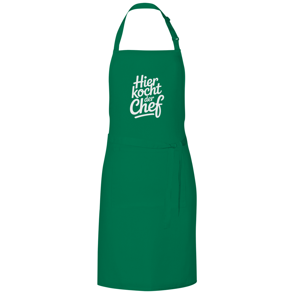 Grillschürze „Hier kocht der Chef“ – Weiße Schrift | Lustige Koch- & Grill-Schürze