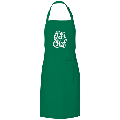 Grillschürze „Hier kocht der Chef“ – Weiße Schrift | Lustige Koch- & Grill-Schürze