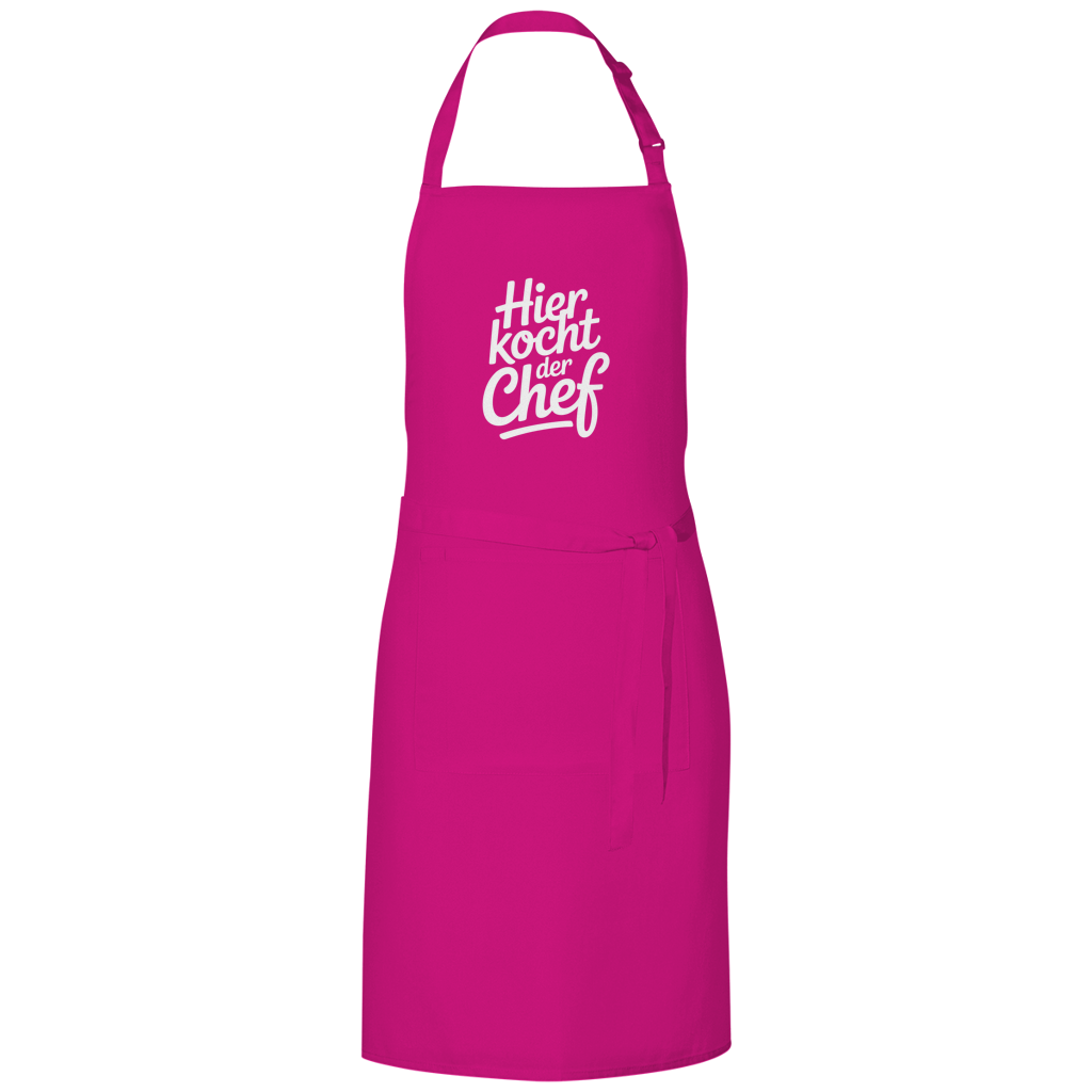 Grillschürze „Hier kocht der Chef“ – Weiße Schrift | Lustige Koch- & Grill-Schürze