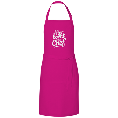 Grillschürze „Hier kocht der Chef“ – Weiße Schrift | Lustige Koch- & Grill-Schürze