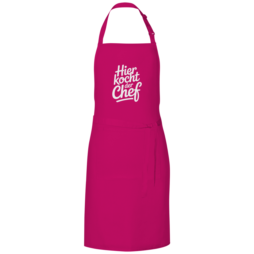 Grillschürze „Hier kocht der Chef“ – Weiße Schrift | Lustige Koch- & Grill-Schürze