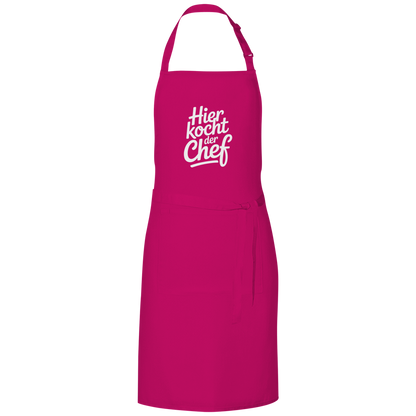 Grillschürze „Hier kocht der Chef“ – Weiße Schrift | Lustige Koch- & Grill-Schürze
