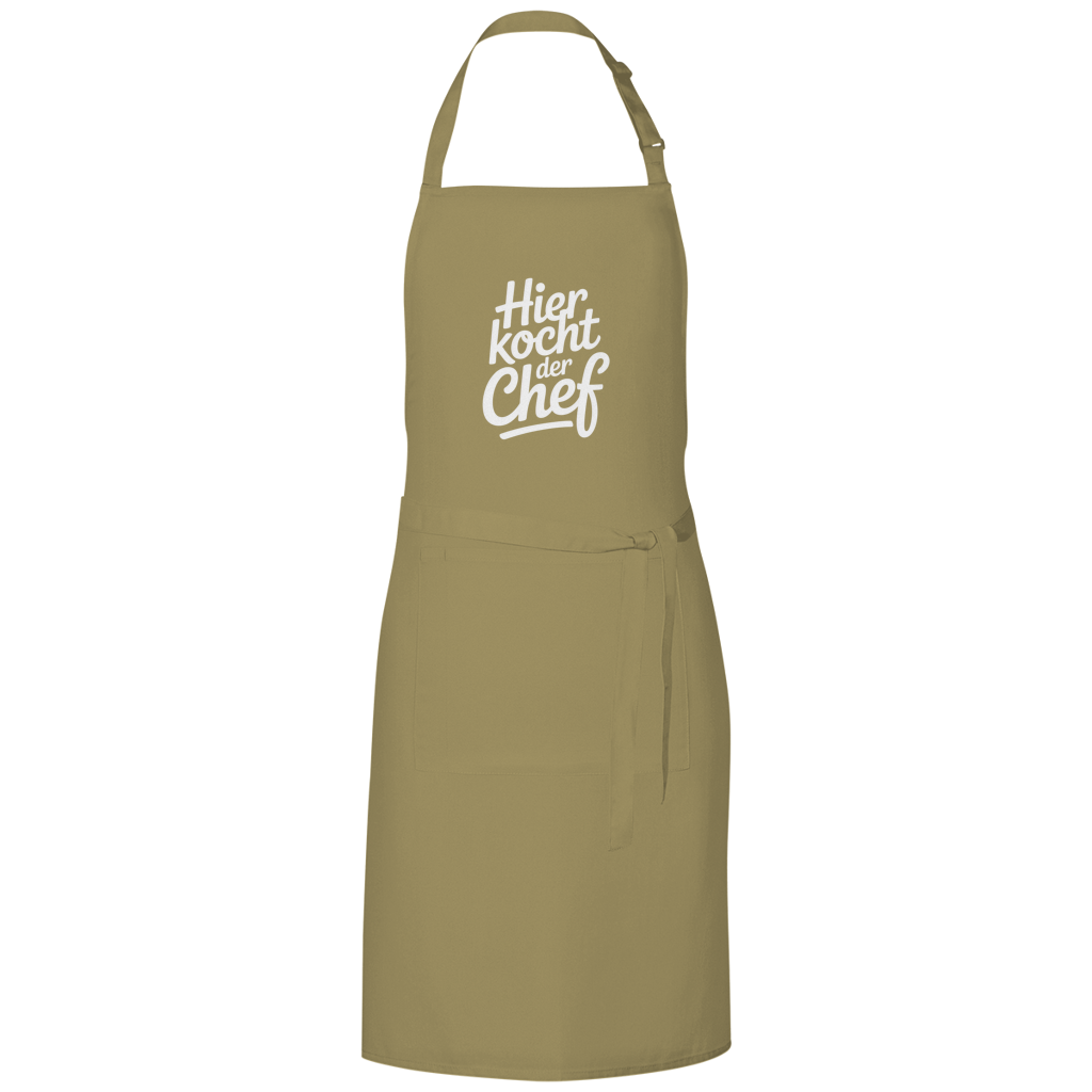 Grillschürze „Hier kocht der Chef“ – Weiße Schrift | Lustige Koch- & Grill-Schürze