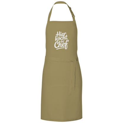 Grillschürze „Hier kocht der Chef“ – Weiße Schrift | Lustige Koch- & Grill-Schürze