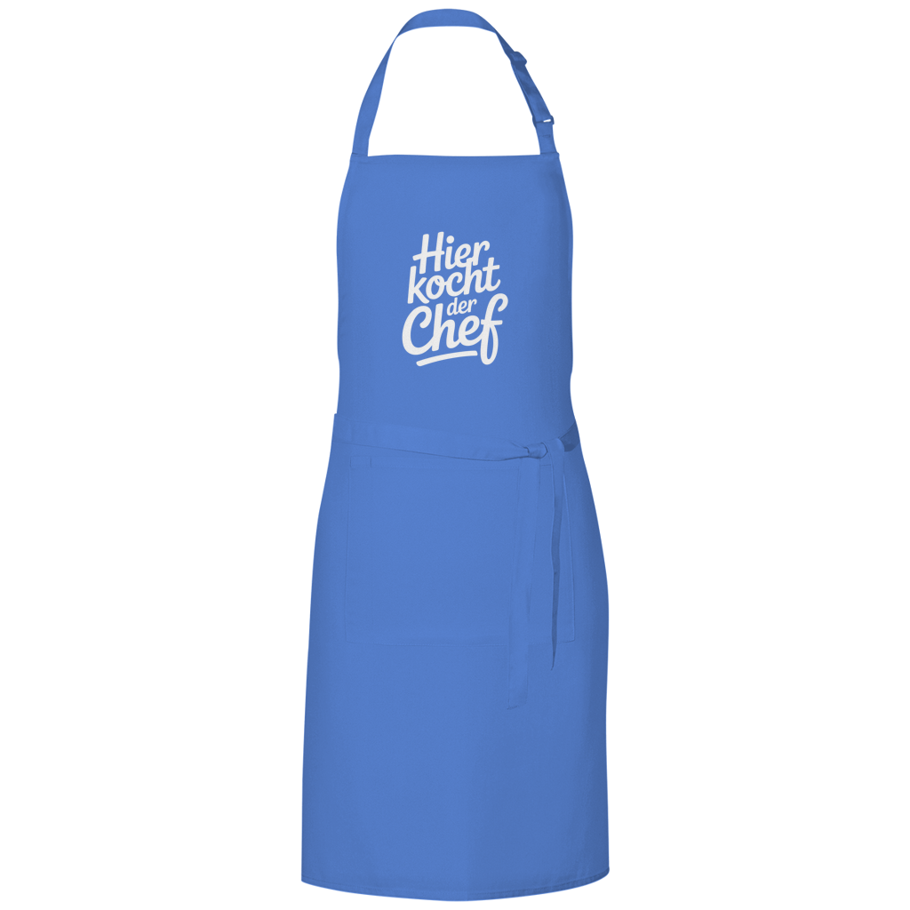Grillschürze „Hier kocht der Chef“ – Weiße Schrift | Lustige Koch- & Grill-Schürze